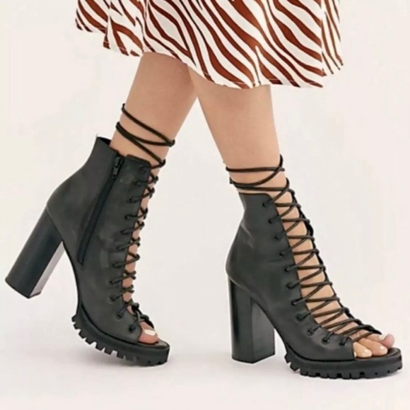 Jeffrey Campbell Shoes - Jeffrey Campbell Palermo Lace Up Heel Black 9